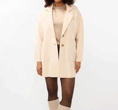 Esqualo Collared Trench Cardigan In Biscuit In Beige