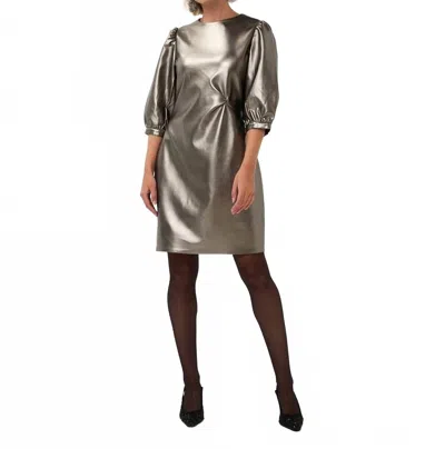 Esqualo Crew Neck Zip Back Mini Dress In Silver In Gray