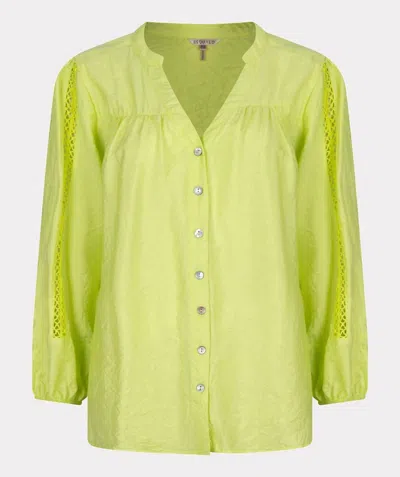 Esqualo Crinkle Lace Blouse In Lime In Green