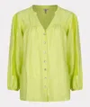 Esqualo Crinkle Lace Blouse In Lime In Multi