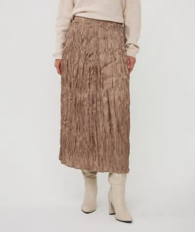 Esqualo Crinkle Maxi Skirt In Gold In Neutral