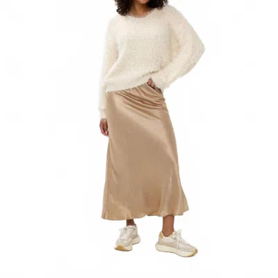 Esqualo Crushed Satin Skirt In Light Sand In Neutral