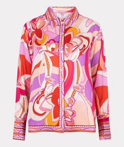 Esqualo Disco Print Blouse In Pink