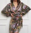 Esqualo Divanna Dress In Dark Sage Green/multicolored Print In Multi