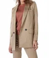 Esqualo Double Breasted Knitted Diamond Blazer In Beige In Nude