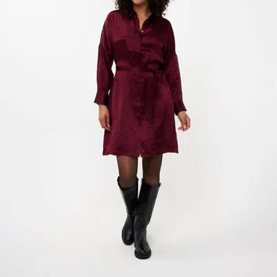 Esqualo Dress Crushed Satin In Wine Red