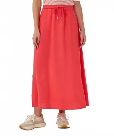 Esqualo Elastic Waist Slub Long Skirt In Chili Red In Pink