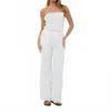 Esqualo Embroidery Flower Trouser Pants In Off White In White
