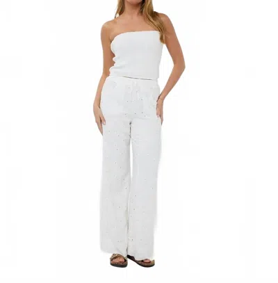 ESQUALO EMB FLOWER PANT IN WHITE