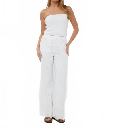 Esqualo Embroidery Flower Bandeau Top In Off White