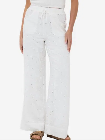 ESQUALO EMBROIDERY FLOWER TROUSER PANTS IN OFF WHITE