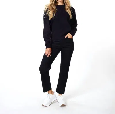 Esqualo Eyelet Puff-sleeve Sweater In Black