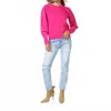 Esqualo Eyelet Puff-sleeve Sweater In Fuchsia In Pink