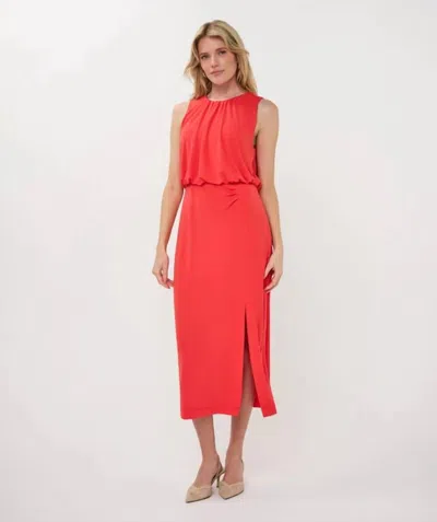 Esqualo Fancy Gathering Sleeveless Dress In Red