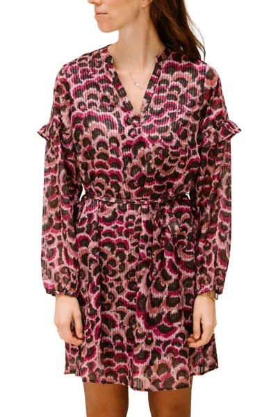 Esqualo Feather Flow Dress In Purple In Multi