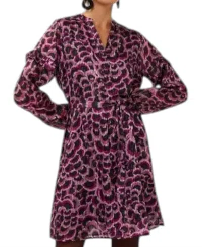 Esqualo Feather Flow Mini Dress In Fuchsia In Purple