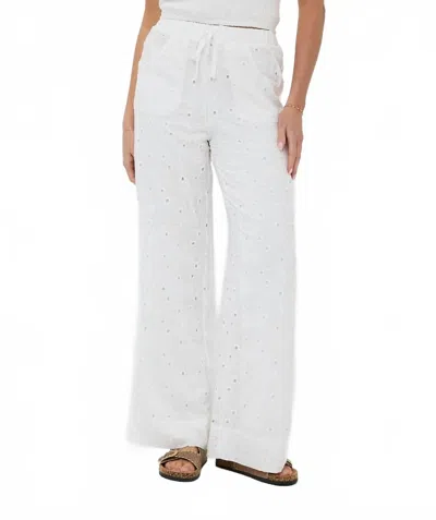 Esqualo Floral Embroidered Trousers In Off White