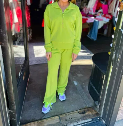 Esqualo Front Zip Sweater In Lime In Green