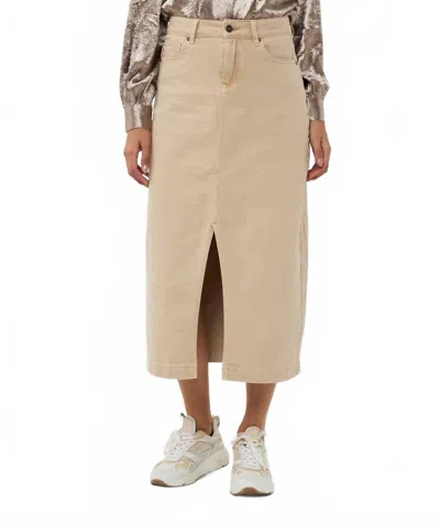 Esqualo Garment Dyed Maxi Jean Skirt In Sand