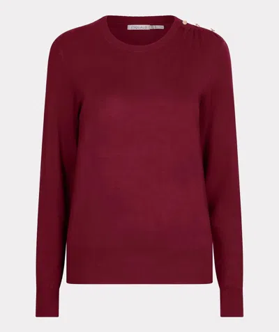Esqualo Gathering Button Details Basic Knit Sweater In Wine Red In Burgundy