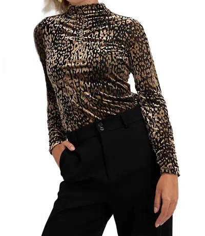 Esqualo Gathering Leopard Top In 999-print In Brown