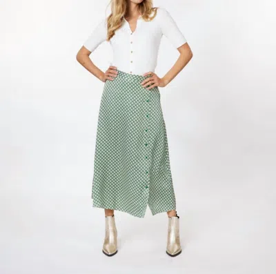 Esqualo Geo Printed Skirt In Sage In Green
