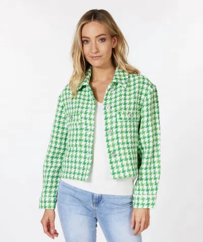 Esqualo Gera Big Houndstooth Jacket In Green White