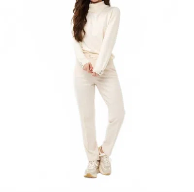 Esqualo Gida Gem Embellished Split Turtleneck Sweater In Beige In White