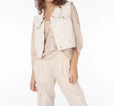 Esqualo Gilet Jean Short Vest In Sand In Pattern