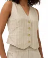 Esqualo Gilet Linen Stripe Vest In Sand