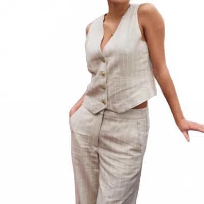 Esqualo Gilet Linen Stripe Vest In Sand In Neutral