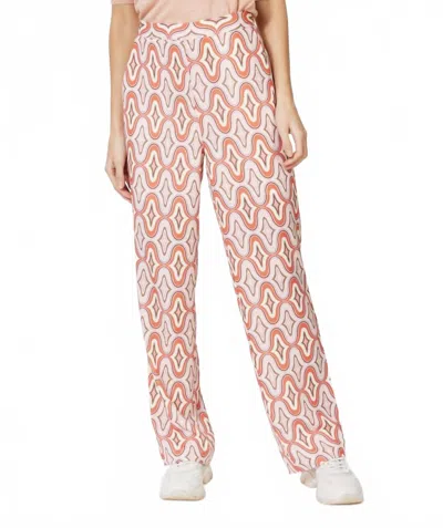 Esqualo Gloria Wide Leg Pants In Groovy Print In Pink
