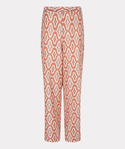 Esqualo Groovy Print Trouser In Orange In Pink