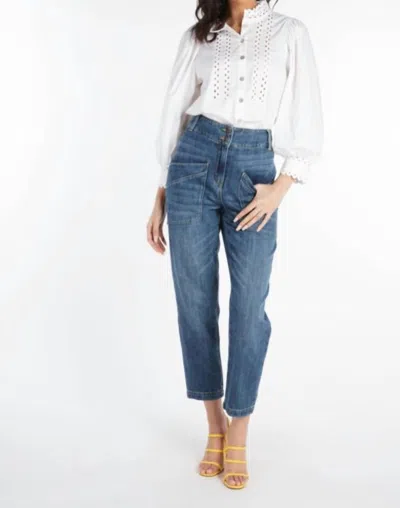 Esqualo High Rise Barrel Jeans In Blue
