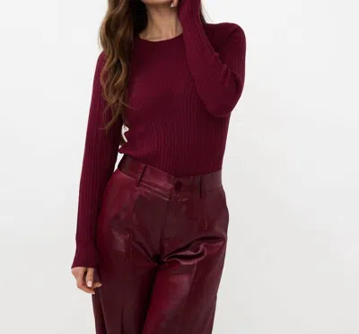 Esqualo Irregular Rib V-design Sweater In Wine Red In Burgundy