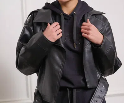 Esqualo Jacket Biker Vegan Leather In Black