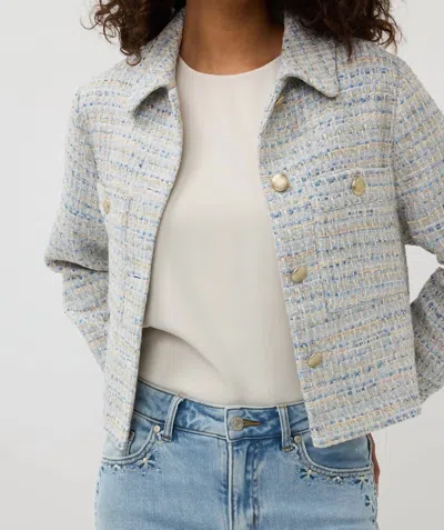 Esqualo Janny Tweed Jacket In Blue In Gray
