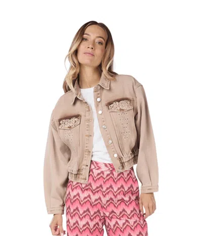 Esqualo Joye Embellishment Jacket In Dark Sand In Neutral