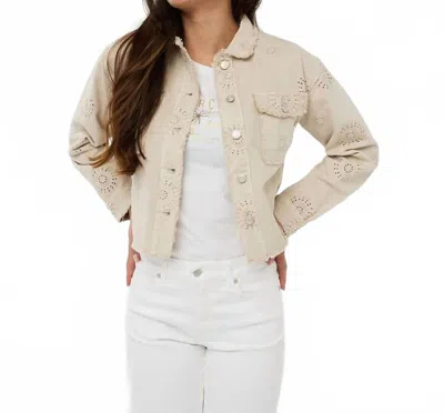 Esqualo Judith Jacket With Embroidery Flowers In Light Sand In Neutral