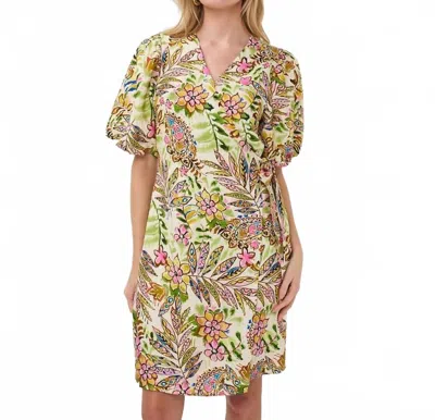 Esqualo Jungle Print Wrap Dress In Green Multi