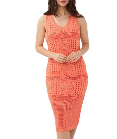 Esqualo Knit Midi Dress In Coral In Pink
