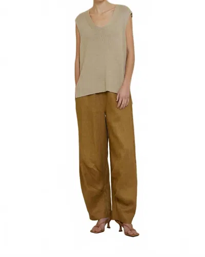 Esqualo Knit Shell Top In Stone In Brown