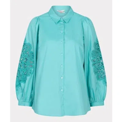 Esqualo Lace Sleeve Shirt In Blue