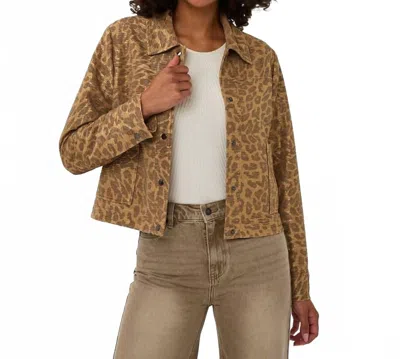 Esqualo Leopard Print Jacket In Golden Olive In Brown