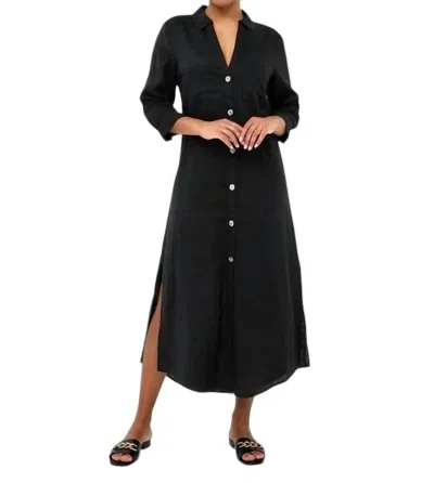 Esqualo Linen Maxi Dress In Black