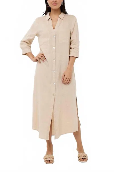 Esqualo Linen Midi Dress In Natural