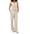 Esqualo Linen Stripe Trouser In Sand In Multi
