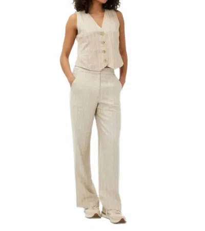 Esqualo Linen Stripe Trouser In Sand In Multi