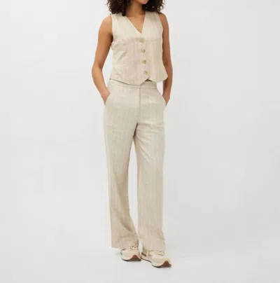 ESQUALO LINEN STRIPE TROUSER IN SAND