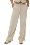 Esqualo Linen Stripe Trousers In Beige In Neutral